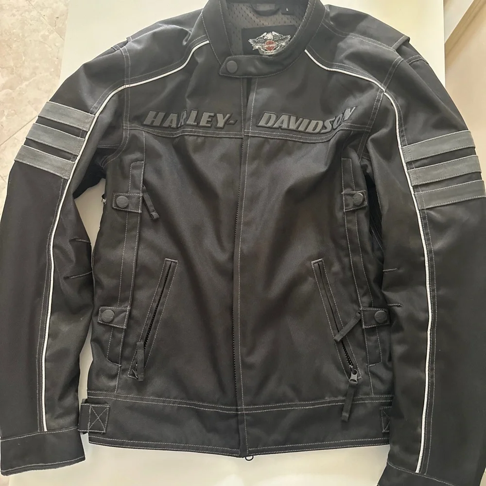 Harley-Davidson Black Motorcycle Field Jacket with Gray Accents